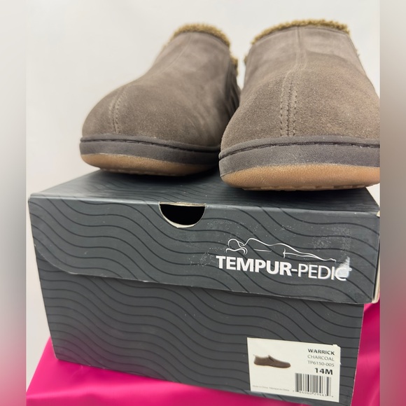 Men's Tempur-Pedic Warrick Charcoal Suede Outer/Faux Fur Lined Slipper 1… - Picture 6 of 10